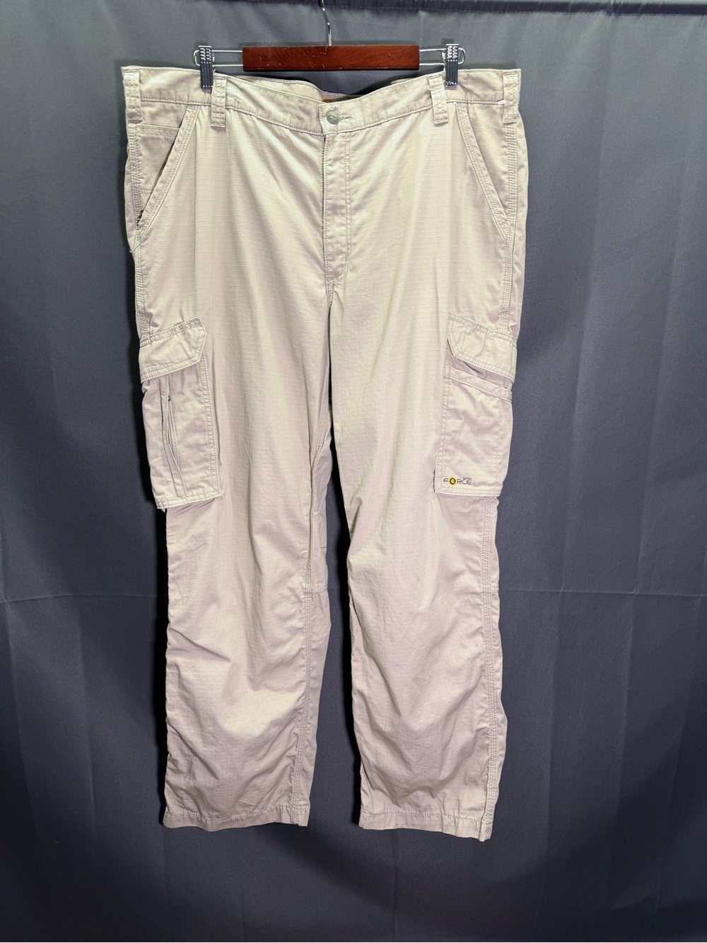Carhartt Pants Men 42x30 Force Relaxed Cargo Khaki Ripstop Utility Work Canvas